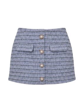 Black Ibis Baby Blue Tweed Mini Skirt XL Clueless Twee Quirky Preppy FunButton